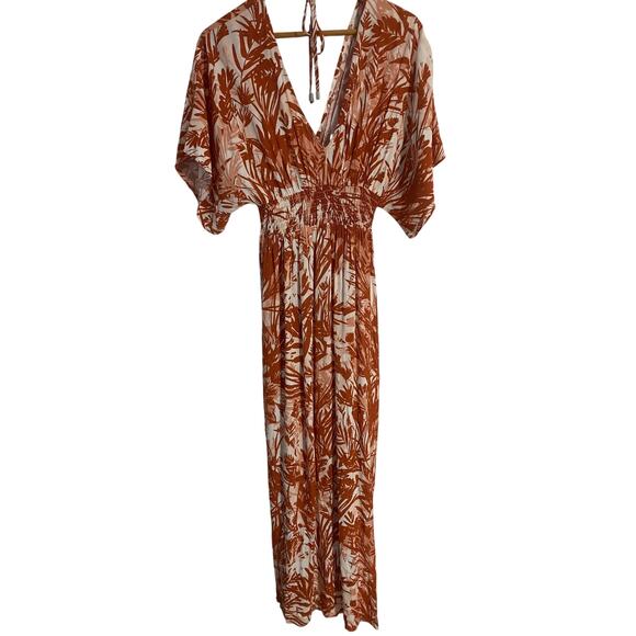 Lovestitch maxi dress women’s size S/M brown white abstract boho beachy - Picture 2 of 6